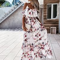 Women's Strap Dress Maxi long Dress Red flower Apricot flower Sleeveless Pattern Summer Casual 2021 S M L XL XXL Lightinthebox - thumbnail