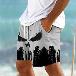 Men's Shorts Summer Shorts Casual Shorts Pocket Drawstring Elastic Waist Monster Breathable Soft Short Casual Daily Holiday Fashion Streetwear White / Black Micro-elastic Lightinthebox