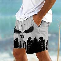 Men's Shorts Summer Shorts Casual Shorts Pocket Drawstring Elastic Waist Monster Breathable Soft Short Casual Daily Holiday Fashion Streetwear White / Black Micro-elastic Lightinthebox