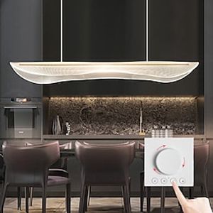 Kitchen Island Pendant Light, Ultra-Thin Acrylic Hanging Light Fixture, Gold Metal Suspension Lamp, Modern 40W LED Pendant Lamps, Simple Dining Room Long Chandelier Dimmable with Remote Control Lightinthebox