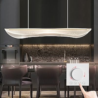 Kitchen Island Pendant Light, Ultra-Thin Acrylic Hanging Light Fixture, Gold Metal Suspension Lamp, Modern 40W LED Pendant Lamps, Simple Dining Room Long Chandelier Dimmable with Remote Control Lightinthebox