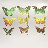 12pcs/set Valentine's Day Stickers Gold Cutout Butterfly Wall Paste 3D Three-Dimensional Wall Background Decorative Stickers Festive Wedding Layout. miniinthebox
