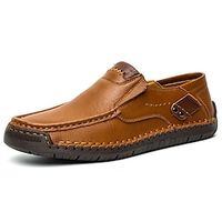 Unisex Loafers  Slip-Ons Leather Shoes Business Casual Outdoor Daily Nappa Leather Light Brown Dark Brown Black Spring Fall miniinthebox - thumbnail