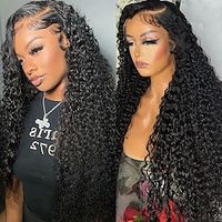 14- 30inch 5x5 Lace Front Human Hair Wigs For Black Women Preplucked Kinky Curly Frontal Wig Brazilian 5x5 Lace Closure Wig Lightinthebox - thumbnail