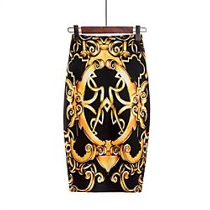 Women's Office / Career Daily Elegant Streetwear Bodycon Midi Skirts Graphic Geometric Split Print Blue Yellow Red / Slim miniinthebox