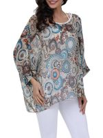 Beach Chiffon Printed 3/4 Sleeve Sun Protective Blouse