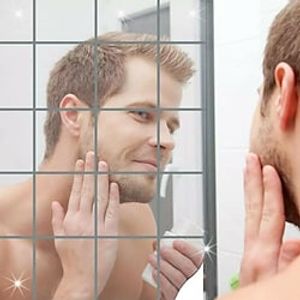 9pcs 3d Acrylic Mirror Tiles Wall Decor Stickers Self Adhesive Squre Art Mirror Sticker Mosaic Bedroom Diy Decorations 15cm15cm miniinthebox