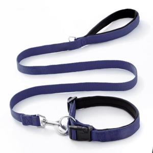 Helepet Nylon Dog Leash Collar Set Blue Medium