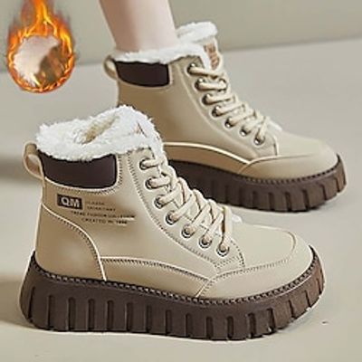Women's Sneakers Boots Plus Size Platform Sneakers High Top Sneakers Outdoor Daily Fleece Lined Booties Ankle Boots Platform Round Toe Fashion Plush Casual Faux Leather Faux Fur Lace-up Solid Color Lightinthebox Women's Sneakers Boots Plus Size Platform Sneakers High Top Sneakers Outdoor Daily Fleece Lined Booties Ankle Boots Platform Round Toe Fashion Plush Casual Faux Leather Faux Fur Lace-up Solid Color Lightinthebox