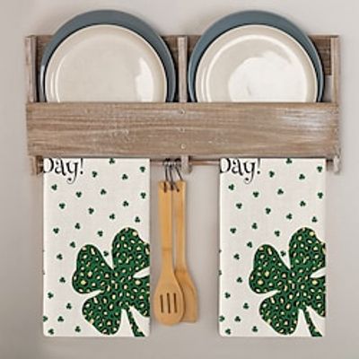 Kitchen Towels Reversible for Drying Dishes, St. Patrick Clover Shamrocks Truck Gnomes 1pcs Dishcloths Cotton Hand Towels, Absorbent Dish Towels for Kitchen Counter Tea Towels Lightinthebox