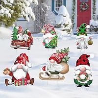 1PC Christmas Yard signage Christmas Dwarves Santa Claus Garden Logo Christmas Decoration Hollow Board Printing Waterproof Outdoor Christmas Decorations Lightinthebox - thumbnail