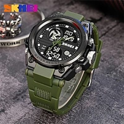 SKMEI Men Digital Watch Large Dial Outdoor Fashion Sports Wristwatch Calendar Luminous Chronograph Stopwatch LED Back Light Waterproof Silicone Strap Watch miniinthebox