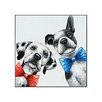 Oil Painting Handmade Hand Painted Wall Art Modern Abstract Style  Animal Cartoon Cute Two Puppies  Home Decoration Decor Rolled Canvas No Frame Unstretched Lightinthebox - thumbnail