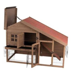 Trixie Natura Hutch With Covered Enclosure For Small Pets Dark Brown, 151X107X80Cm