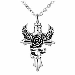 ysahan cross urn necklace for ashes angel wing cremation memorial pendant stainless steel waterproof jewelry in loving memory for dad Lightinthebox
