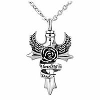 ysahan cross urn necklace for ashes angel wing cremation memorial pendant stainless steel waterproof jewelry in loving memory for dad Lightinthebox - thumbnail