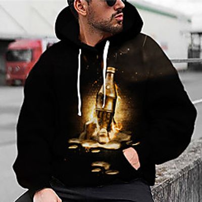 Men's Unisex Pullover Hoodie Sweatshirt Graphic Prints Bottle cap Print Daily Sports 3D Print 3D Print Casual Hoodies Sweatshirts  Silver Gold miniinthebox