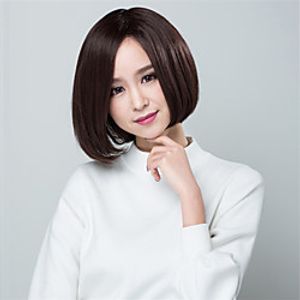 Synthetic Wig kinky Straight Bob Asymmetrical Wig Short Brown Natural Black Synthetic Hair Women's Classic Adorable Exquisite Black miniinthebox