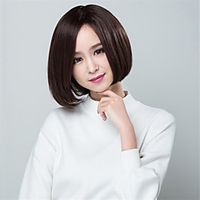 Synthetic Wig kinky Straight Bob Asymmetrical Wig Short Brown Natural Black Synthetic Hair Women's Classic Adorable Exquisite Black miniinthebox - thumbnail