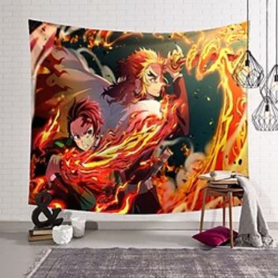 Demon Slayer Anime Large Wall Tapestry Art Decor Blanket Curtain Hanging Home Bedroom Living Room Decoration Polyester miniinthebox