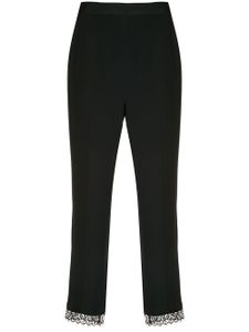 Kiki de Montparnasse cropped lace-trim silk cigarette pants - Black