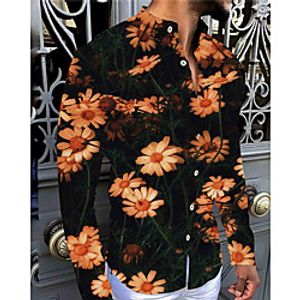 Men's Shirt 3D Print Floral Turndown Street Casual Button-Down Print Long Sleeve Tops Casual Fashion Comfortable Yellow / Spring / Summer miniinthebox