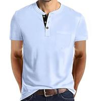 Men's T shirt Tee Henley Shirt Tee Tee Top Plain Henley Street Vacation Short Sleeve Clothing Apparel Fashion Designer Basic Lightinthebox - thumbnail