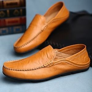 Men's Sneakers Loafers  Slip-Ons Moccasin Penny Loafers Slip-on Sneakers Business Casual Daily Office  Career Cycling Shoes Walking Shoes Leather Cowhide Breathable Light Yellow Black Blue Summer Lightinthebox