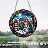 Christmas Santa Claus Snow House Suncatcher Window Ornament miniinthebox - thumbnail