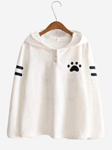 Casual Cute Dog Footprint Women Hoodies