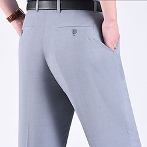 Men's Dress Pants Trousers Casual Pants Pocket Solid Color Comfort Warm Business Casual Daily Retro Vintage Formal Smoky gray Black Stretchy Lightinthebox