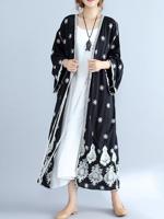 Elegant Embroidery V-neck Long Cardigans