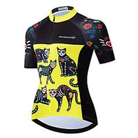 21Grams Women's Short Sleeve Cycling Jersey Summer Spandex Polyester Yellow Cat Bike Jersey Top Mountain Bike MTB Road Bike Cycling Quick Dry Moisture Wicking Breathable Sports Clothing Apparel miniinthebox - thumbnail