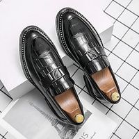 Men's Loafers  Slip-Ons Dress Loafers Platform Loafers Crocodile Pattern Vintage Casual British Wedding Daily PU Height Increasing Comfortable Slip Resistant Loafer Black Brown Spring Fall Lightinthebox - thumbnail