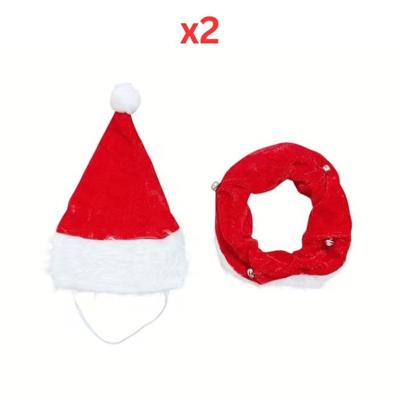 Christmas Hat With Bell Collar For Dogs & Cats (Pack of 2)