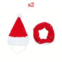 Christmas Hat With Bell Collar For Dogs & Cats (Pack of 2)