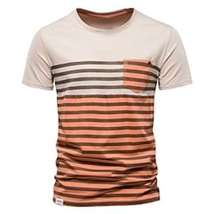 Men's T shirt Tee Tee Graphic Stripe Crew Neck Clothing Apparel 3D Print Daily Wear Vacation Short Sleeve Pocket Print Fashion Casual Lightinthebox