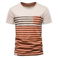 Men's T shirt Tee Tee Graphic Stripe Crew Neck Clothing Apparel 3D Print Daily Wear Vacation Short Sleeve Pocket Print Fashion Casual Lightinthebox - thumbnail