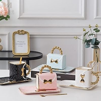 Bag-shaped Mug Ceramic Coffee Cup And Saucer 1 Set Afternoon Tea Dessert Ceramic Plate Cup Luxury Creative Gift, Teacher Appreciation Gifts, Back To School Supplies Lightinthebox