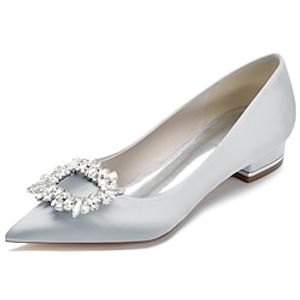 Women's Wedding Shoes Dress Shoes Wedding Party Daily Wedding Flats Bridal Shoes Bridesmaid Shoes Rhinestone Flat Heel Pointed Toe Elegant Fashion Satin Loafer Wine Black White Lightinthebox