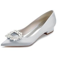 Women's Wedding Shoes Dress Shoes Wedding Party Daily Wedding Flats Bridal Shoes Bridesmaid Shoes Rhinestone Flat Heel Pointed Toe Elegant Fashion Satin Loafer Wine Black White Lightinthebox