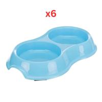 Trixie Double Plastic Bowl For Cats - Blue 26X4X14cm (Pack of 6)