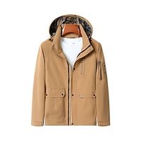 Men's Sport Jacket Work Sports Outdoor Windproof Warm Classic Spring Fall Autumn Solid Color Classic Regular Brown black rice white khaki Jacket Lightinthebox - thumbnail