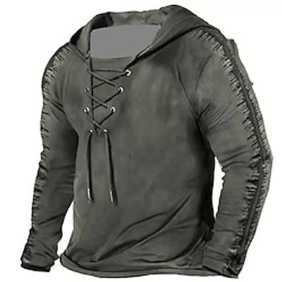 Men's Pullover Hoodie Sweatshirt Distressed Hoodie Blue Purple Dark Gray Gray Hooded Graphic Prints Drawstring Sports  Outdoor Daily Sports 3D Print Vintage Streetwear Designer Fall Spring   Fall miniinthebox