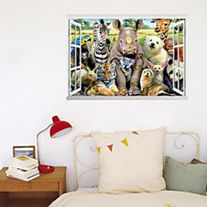 3D Fake Window New Wall Paste Tiger Animal World Home Corridor Background Decoration Can Be Removed Stickers Lightinthebox