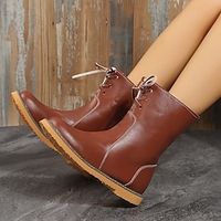 Women's Boots Daily Plus Size Mid Calf Boots Winter Lace-up Flat Heel Round Toe Minimalism Faux Leather Lace-up Solid Color Light Brown Black Burgundy miniinthebox Women's Boots Daily Plus Size Mid Calf Boots Winter Lace-up Flat Heel Round Toe Minimalism Faux Leather Lace-up Solid Color Light Brown Black Burgundy miniinthebox