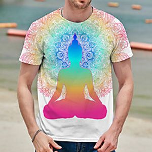 Men's Unisex Tee T shirt Shirt 3D Print Graphic Prints Buddha Print Short Sleeve Daily Tops Casual Designer Big and Tall Rainbow Lightinthebox