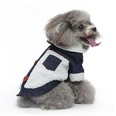 Pet Clothes for Winter Denim Dog Sweater Dog Jackets for Medium Dogs Winter Dog Sweaters for Medium Dogs Pet Decor Accessory Polyester Winter Clothing Zipper Lightinthebox
