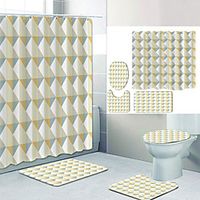 Simple Series 21 Digital Printing Four-piece Set Shower Curtains and Hooks Modern Polyester Machine Made Waterproof Bathroom miniinthebox - thumbnail