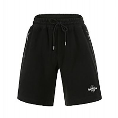 Men's Casual / Sporty Streetwear Breathable Soft Daily Sports Chinos Shorts Pants Letter Knee Length Drawstring Elastic Waist White Black miniinthebox